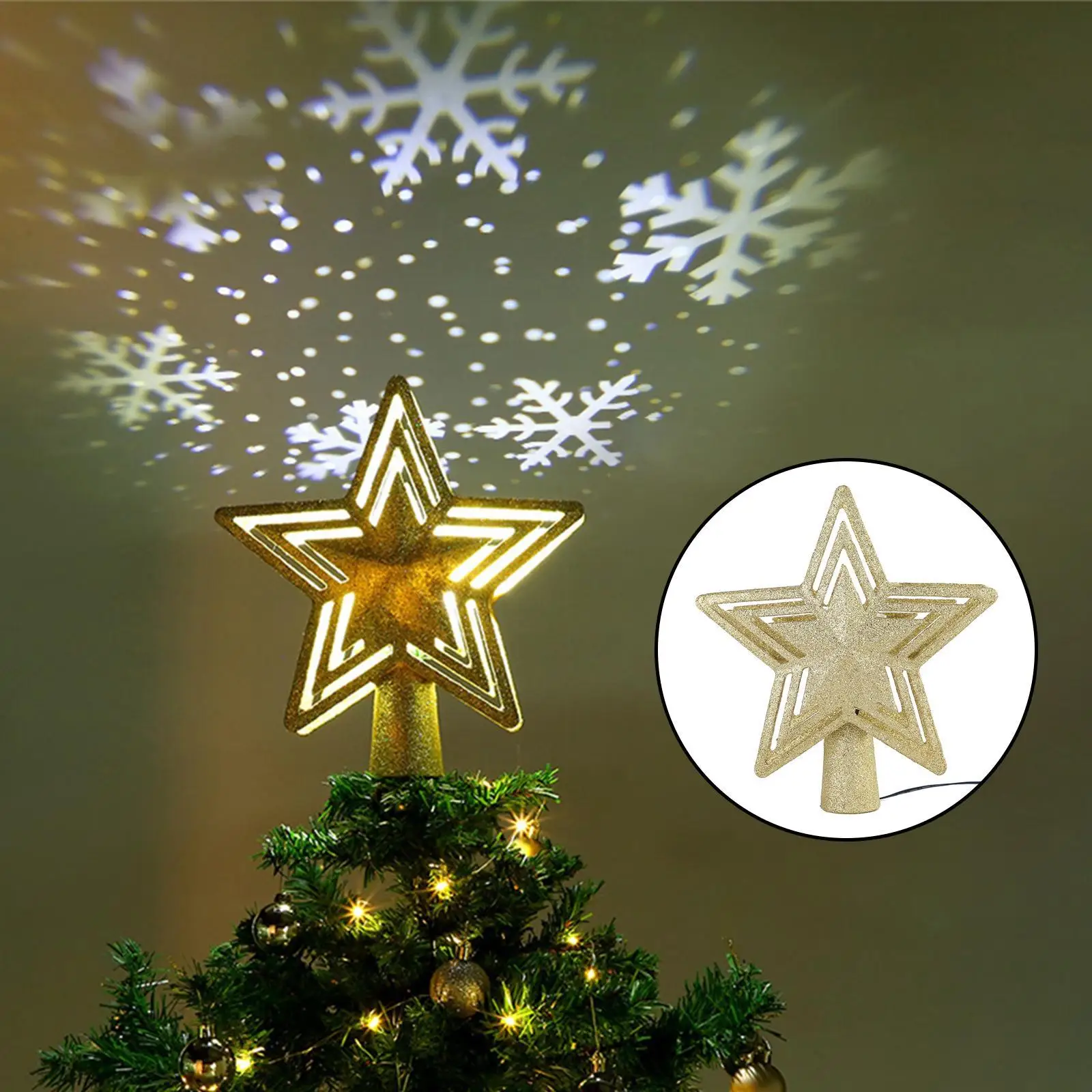 Shiny Christmas Lighted Star with Snowflake Light Xmas New Year Party Decoration