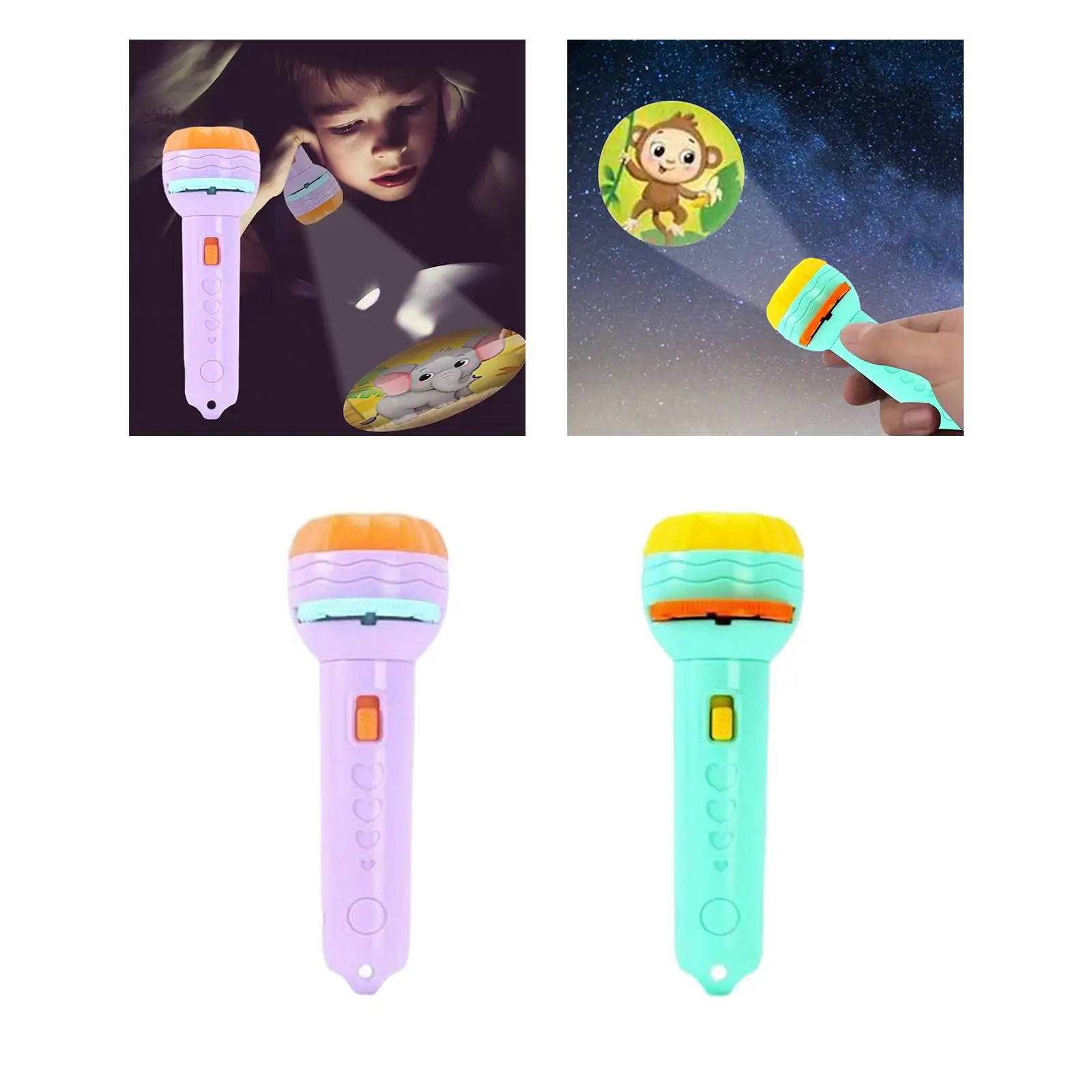 2pcs Projector Flashlight Torches 24 Patterns Luminous for Baby Kids