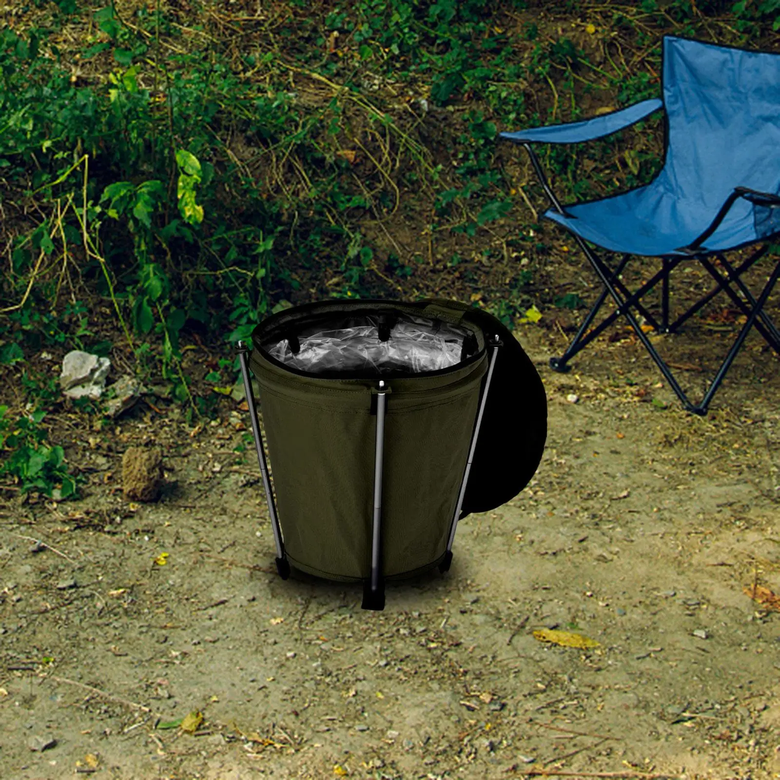 Camping Trash Can Foldable Trashcan with Clips Container Recycle Bin for Yard Household