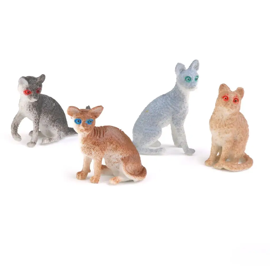 2pcs / Set Toy Figurine Cat Plastic Model Animal Children Toy