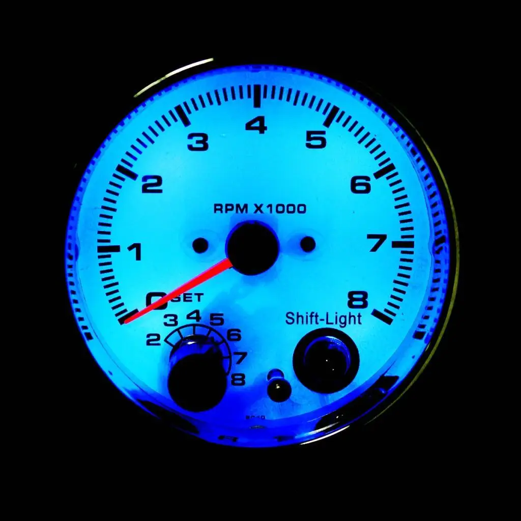 3.75`` White Face Tachometer Gauge with Light for Auto Car 95mm