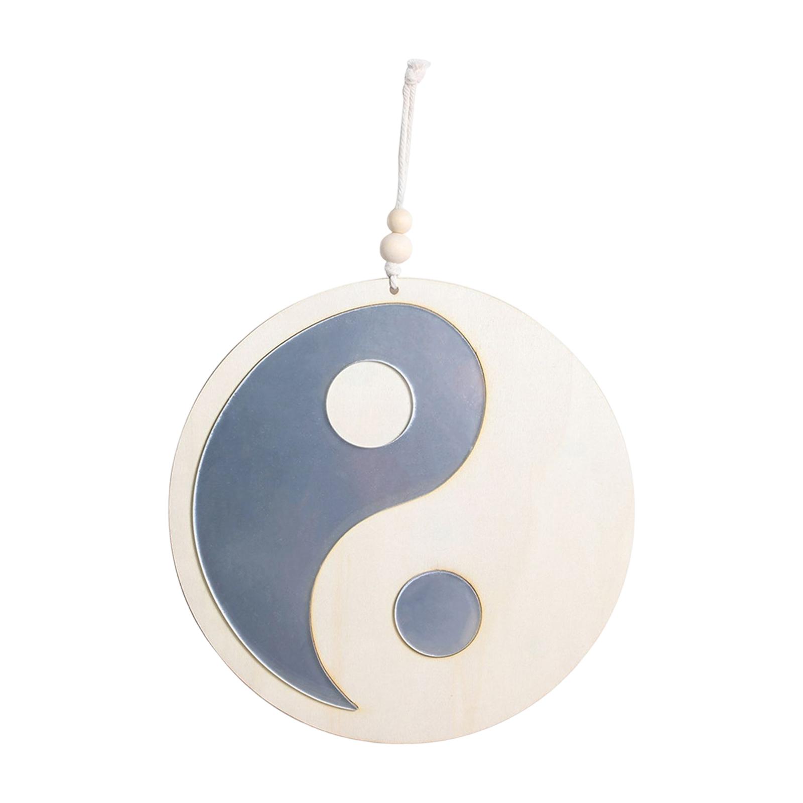 Tai Chi China Pattern Wall Hanging Mirror Round Wooden Mirror for Apartment