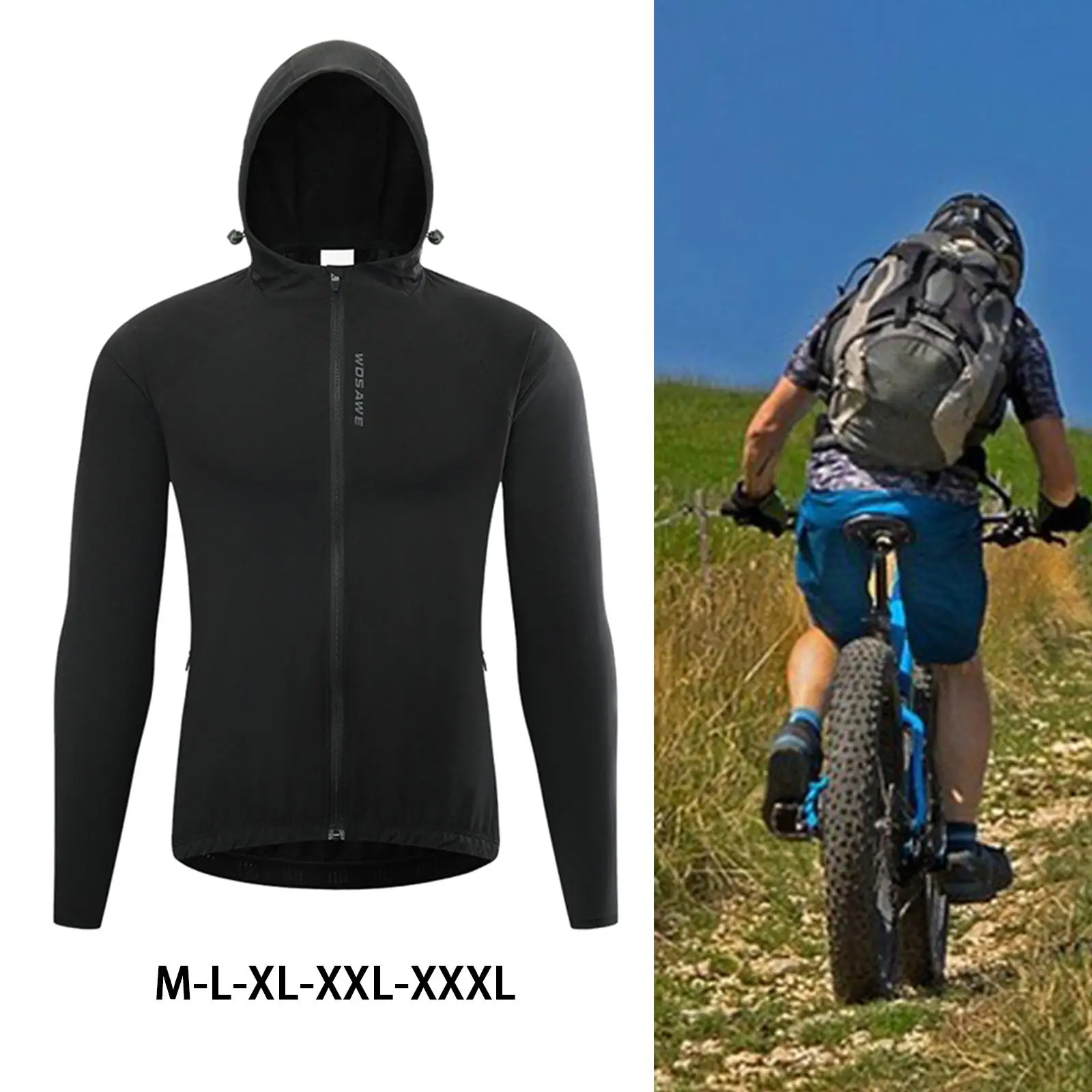 Bike Cycling Jacket for Men Breathable Lightweight Thermal Hooded Coat