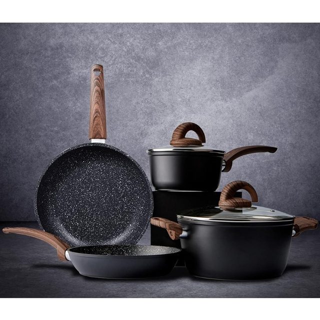 Eco-friendly Hot Wholesale Forged Aluminum Cookware Set Granite Marble Stone  Of Non Stick Frying Pan Set And Soup Pot - Soup & Stock Pots - AliExpress