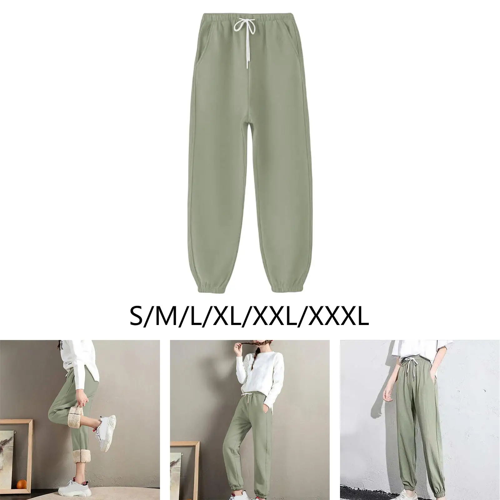 Plush Lined Sweatpants, Casual Harem Casual Trousers Jogger Pants for Sports Spring