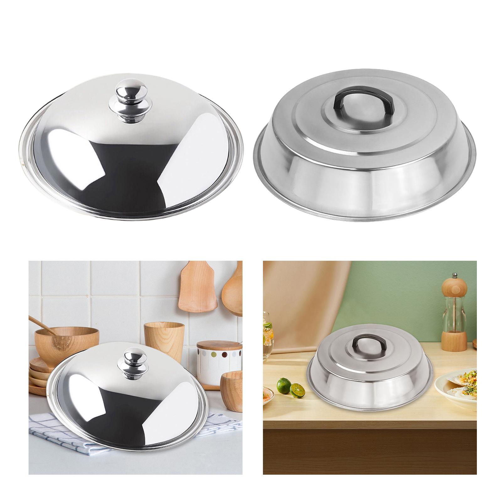 Stainless Steel Wok Lid Cover Multipurpose Bakeware Pot Anti Scald Professional Cooking Pot Lid Skillet Lid for Kitchen Cheese