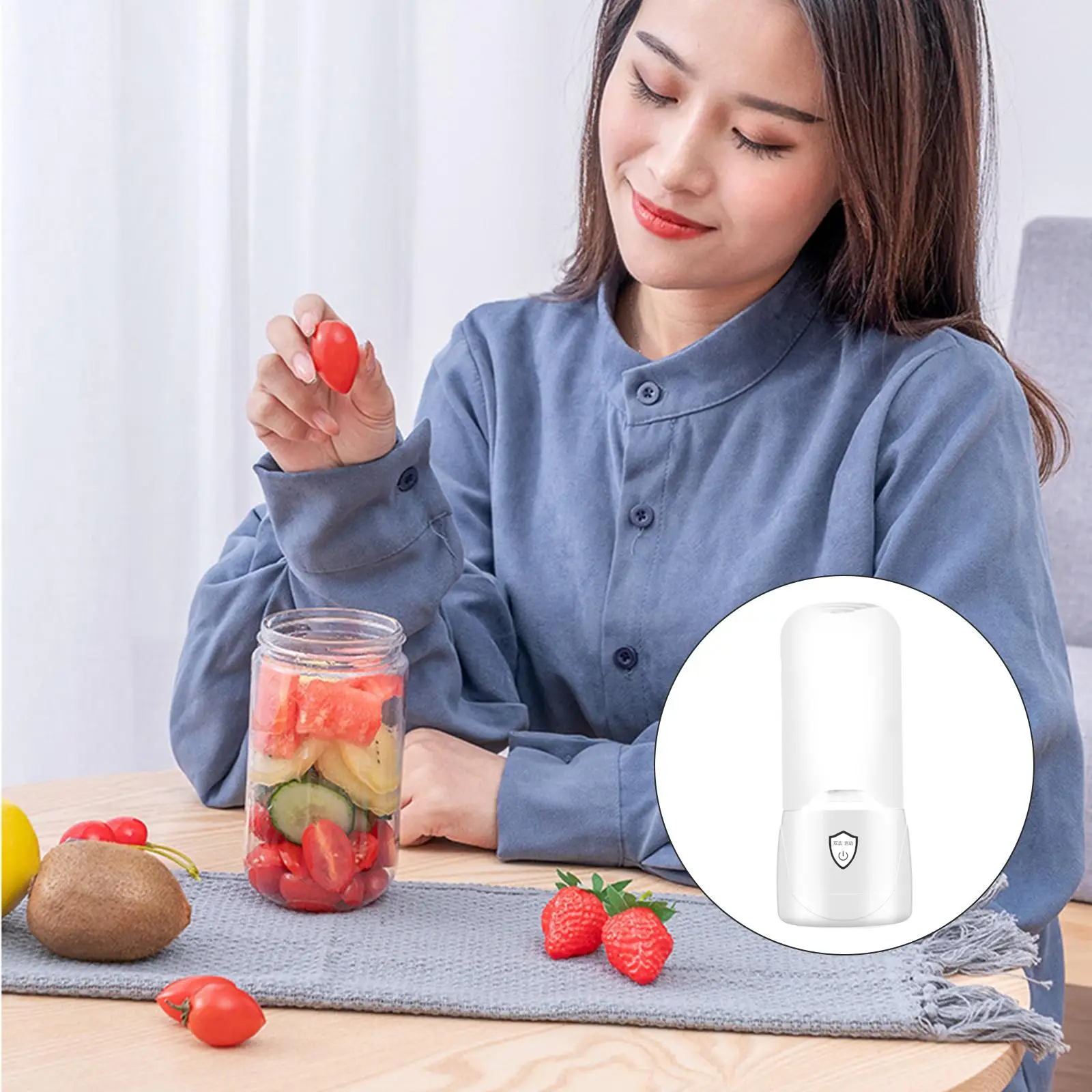 Portable Blender Electric Rechargeable Strong Power Food Processor for Hiking Work