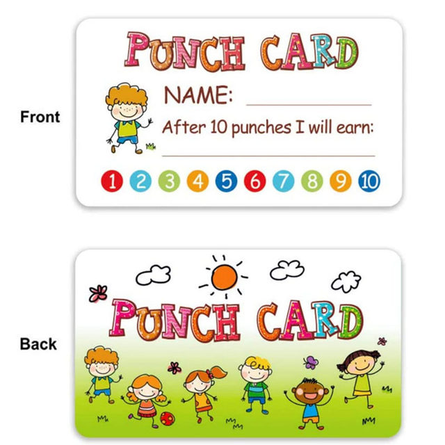 Reward Card for Kids Punch Card Reward System or Coupon for Rewards Card  Size 3.5 X 2 Inches Pack of 50 