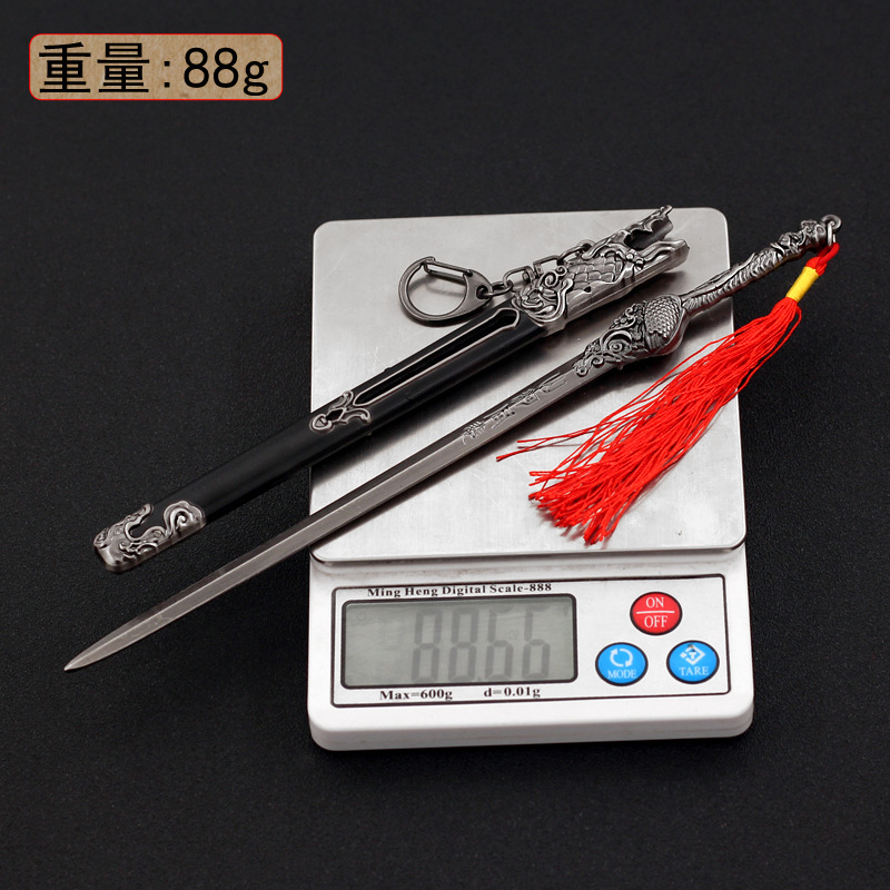 22cm Chinesisches Antikes Schwert Vollmetall-Waffenmodell 1/6 Replik Miniatur Puppenzubehör Ornament Handwerk Spielzeug für Jungen – Detail 3