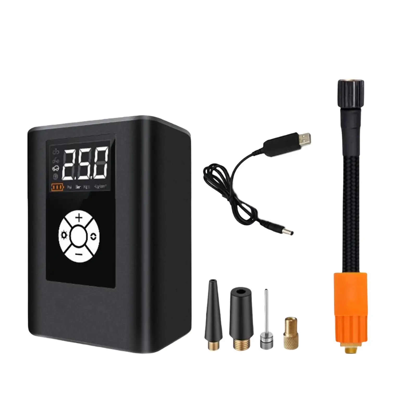 Portable car tire inflator with compact digital pressure gauge