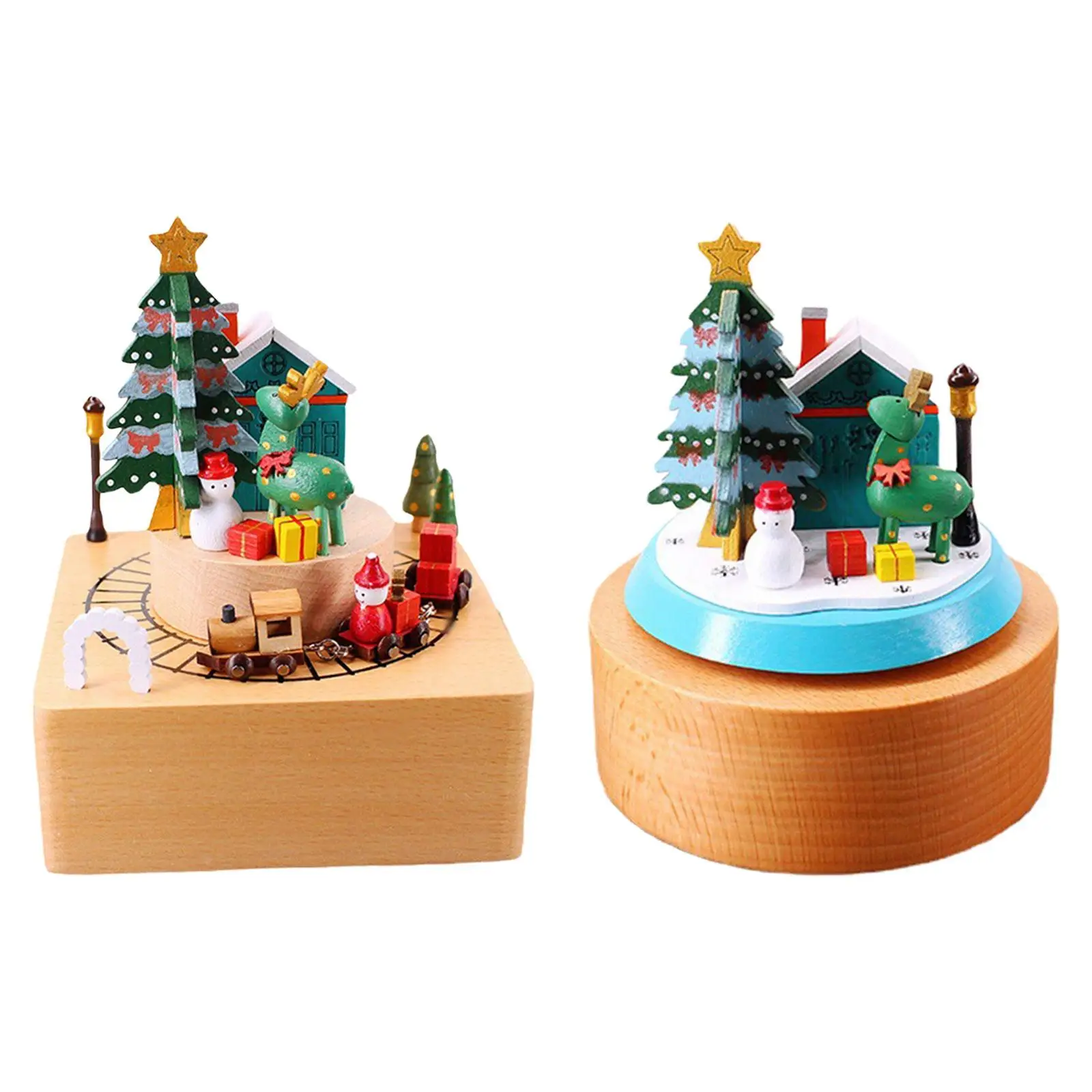 Christmas Musical Boxes Play Merry Christmas Song with Revolving Dolls Creative for Children Holiday Gift Decoration