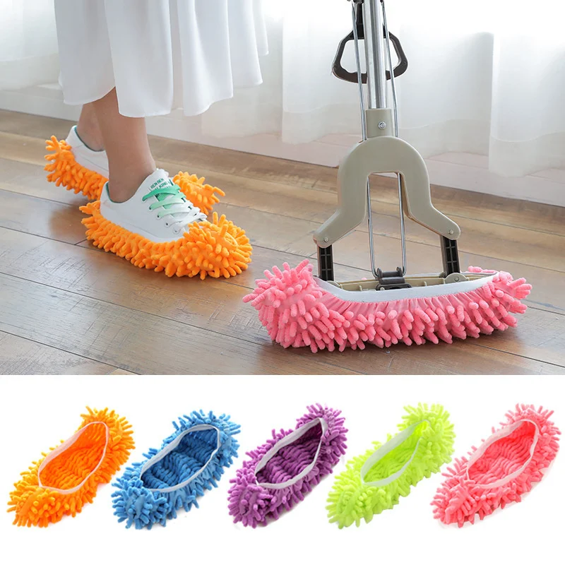 2pcs Multipurpose Dust Mop Slippers Removable Foot Flannel Shoe Cover Floor Cleaner for Home xqmg