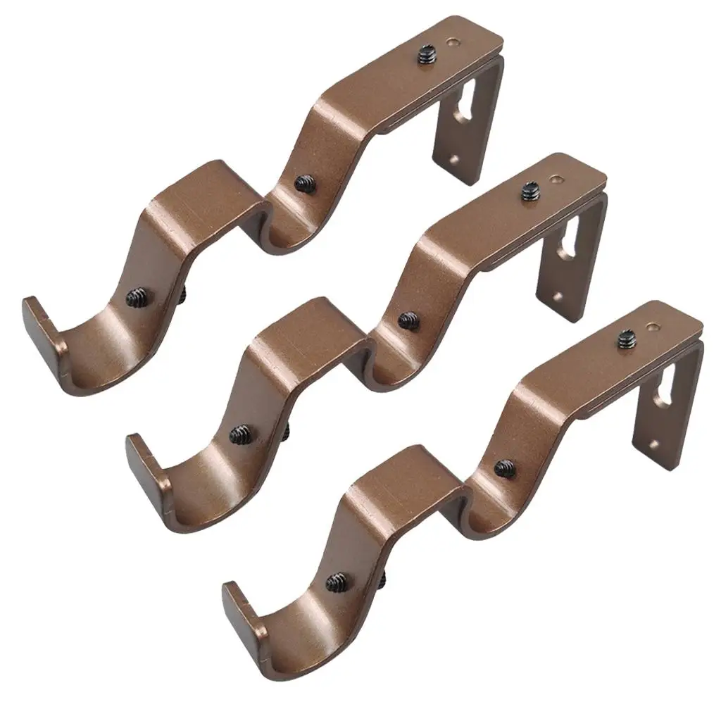 Pack of 3 Heavy Duty Curtain Rod Brackets Double Rod Holders Double Curtain Rod Brackets for 3/4 or 5/8 Inch Rod