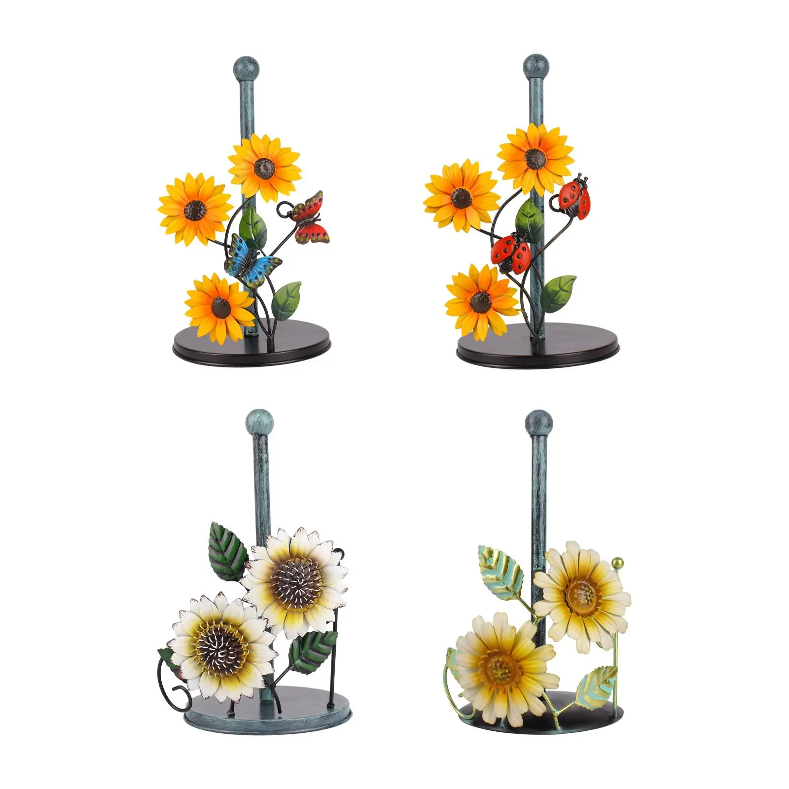 Stylish Sunflowers Paper Holder Countertop Storage Kitchen Roll Paper Towel Holder for Bars Kitchen Restaurant Indoor Washroom