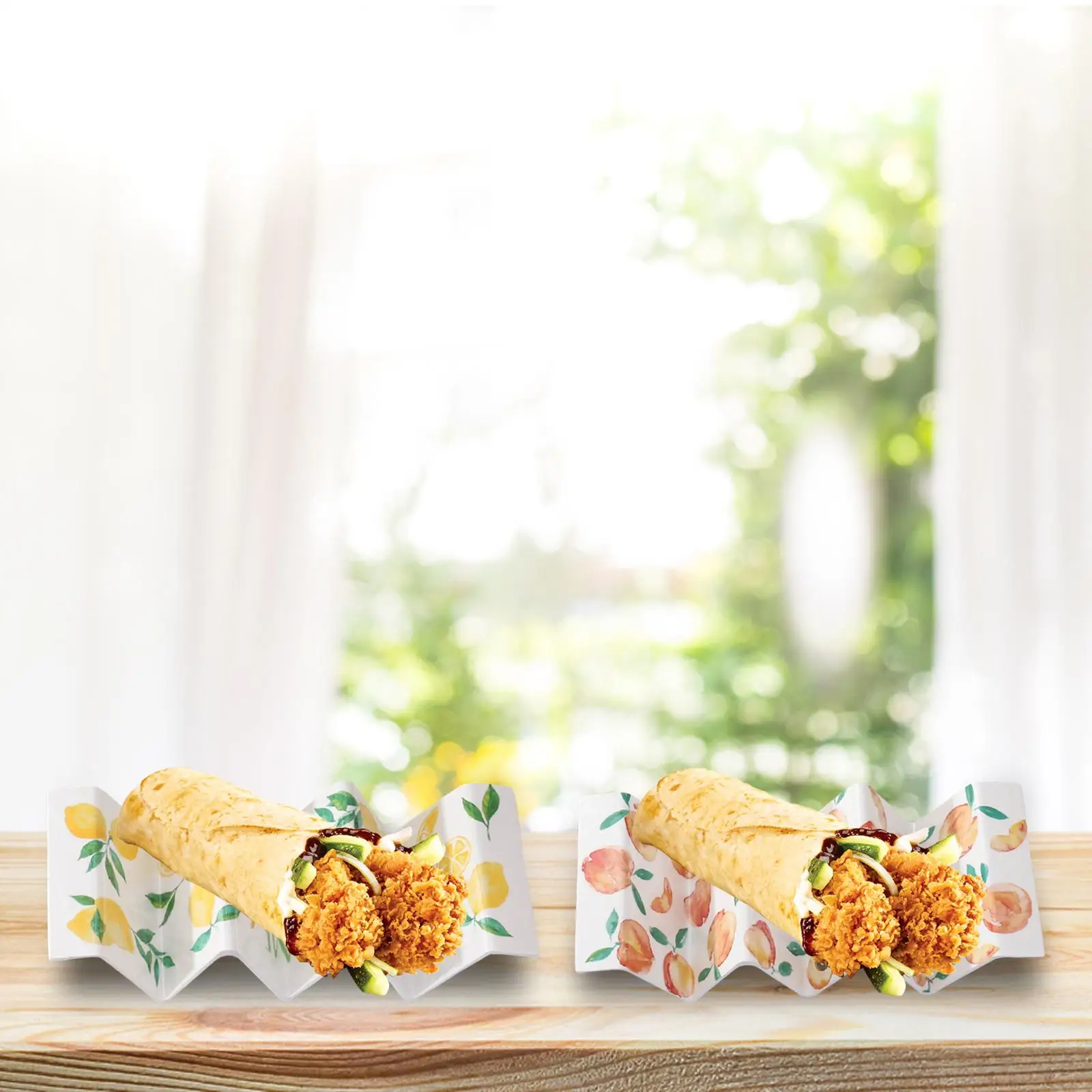 Taco Holder Stand Wave Shape Rack Stand Spring Roll Rack Reversible Tortilla Holder Tray Taco Tray Plate for Restaurant