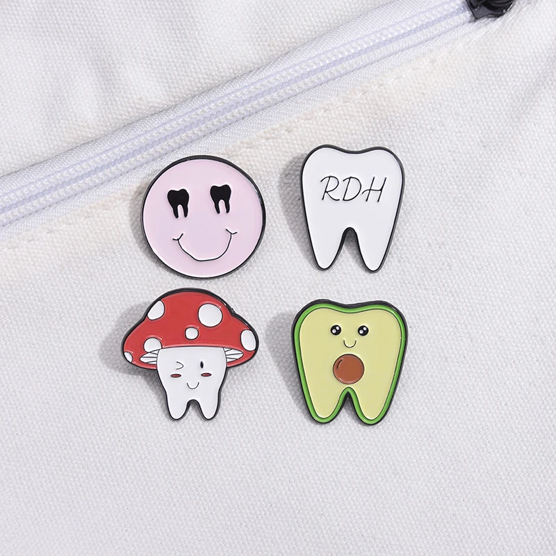 Cartoon-Zahn-Brosche, Zahngesundheit, Sammeln, Emaille-Anstecknadel, individuell für Zahnarzt, Freund, Zubehör, Schmuck, niedliches Abzeichen, Rucksack, Revers, Geschenk – Detail 9