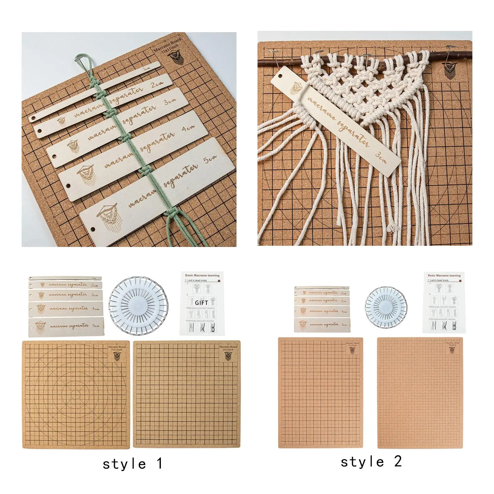 Macrame Board Auxiliary Ruler Wooden Macrame Separator Tool Handmade Portable for Knitting Measuring Braiding Crocheting Tools