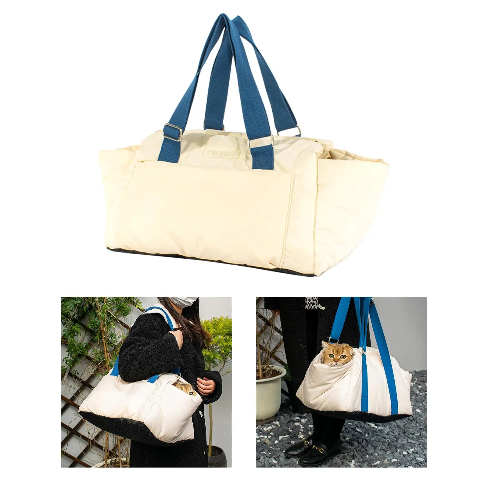 Cat Carrier Bag Pet Shoulder Bag Keep Warm Adjustable Straps Handbag for Small