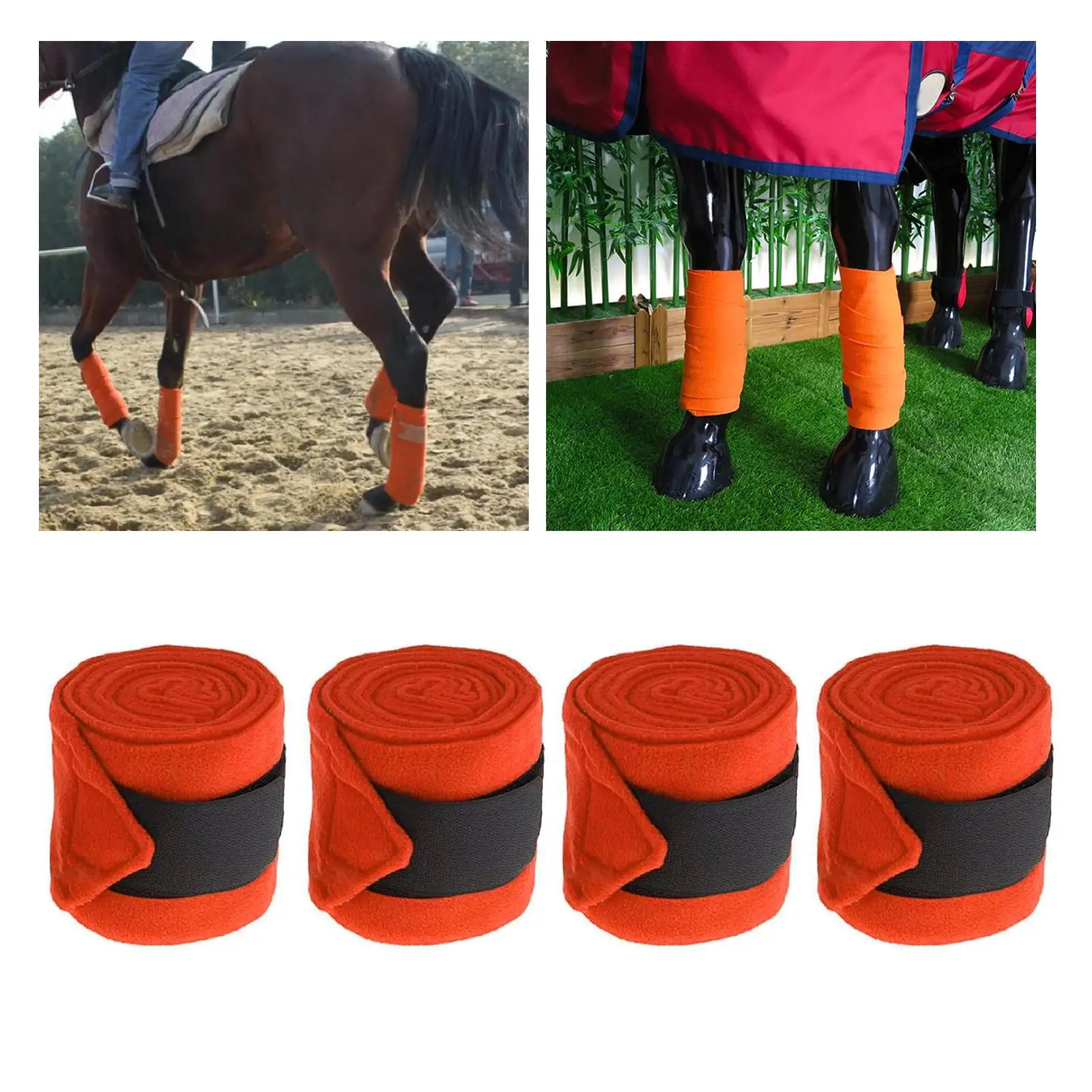 4pcs Soft Fleece Horse Leg Wraps Protect Strap For Equestrian Riding Racing