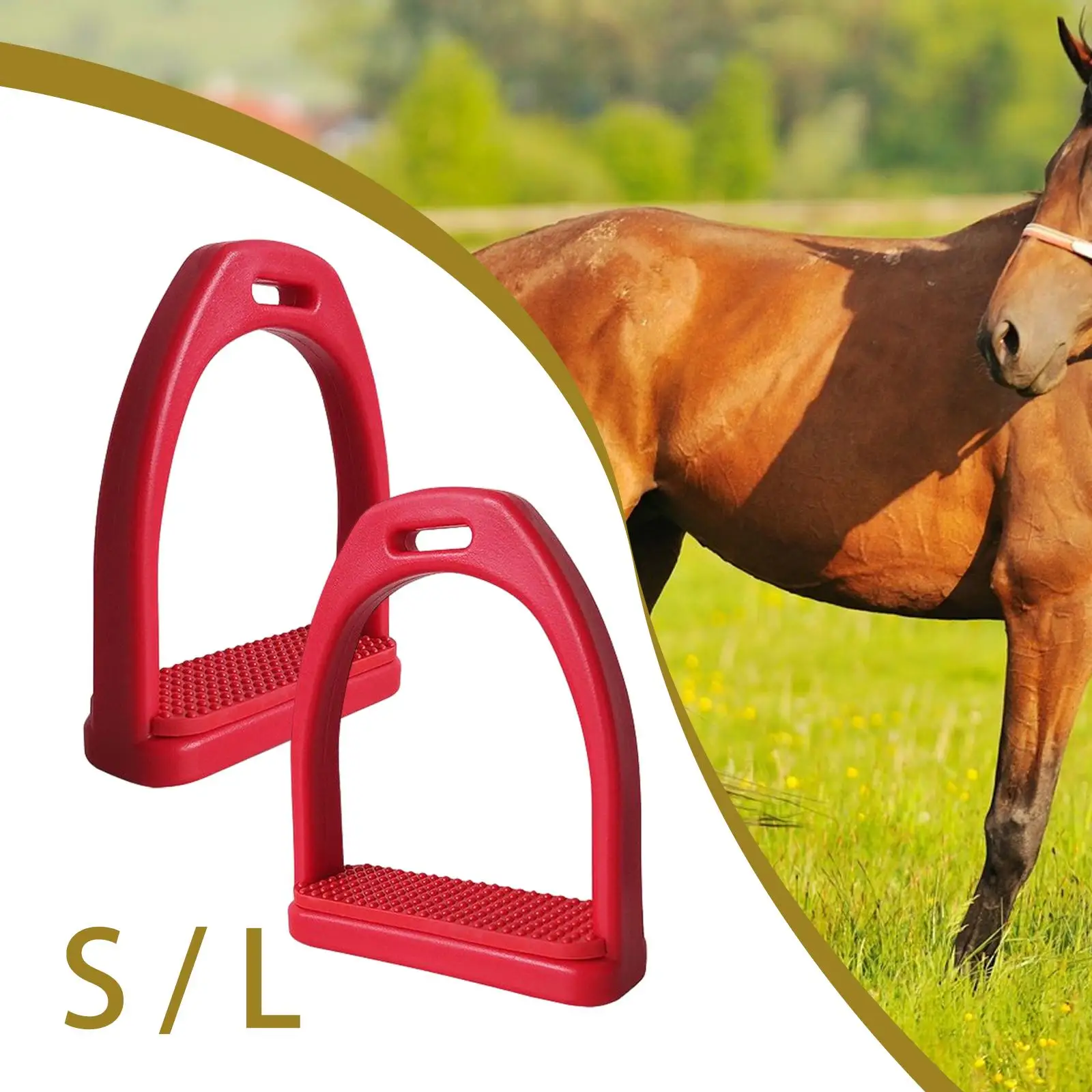 2Pcs Horse Riding Stirrups Equestrian Sports Rubber Pad Lightweight Tool for Safety Horse Riding Outdoor Supplies Adults Kids
