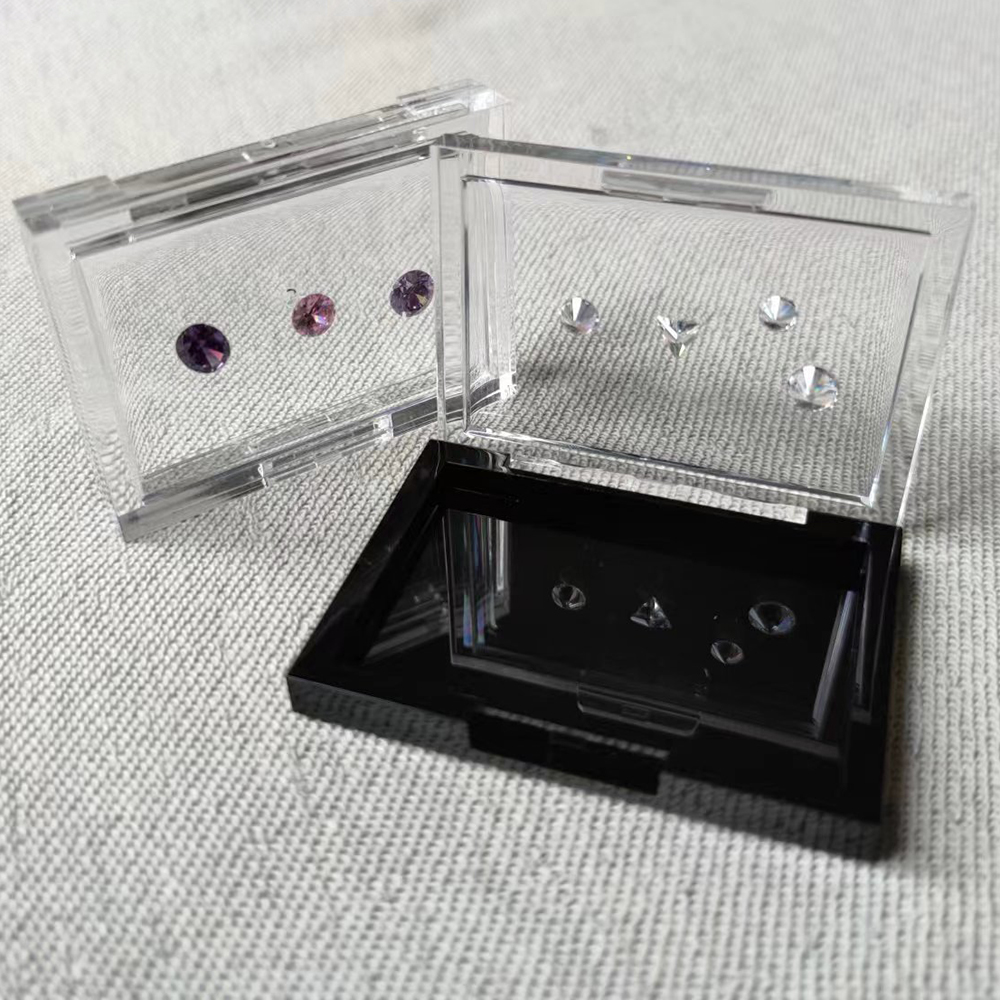 Sale Adhesive Loose Diamond Box Transparent Gemstone Storage Case Stone Packaging Show Case Sticky Gems Organizer Holder Tray