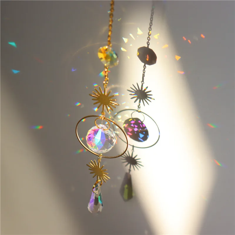 Description Picture 2 of itemSuncatcher Crystal Prism Ball Gold Moon Star Rainbow Sun Catcher Indoor Window Car Hanging Garden Decoration Gift
