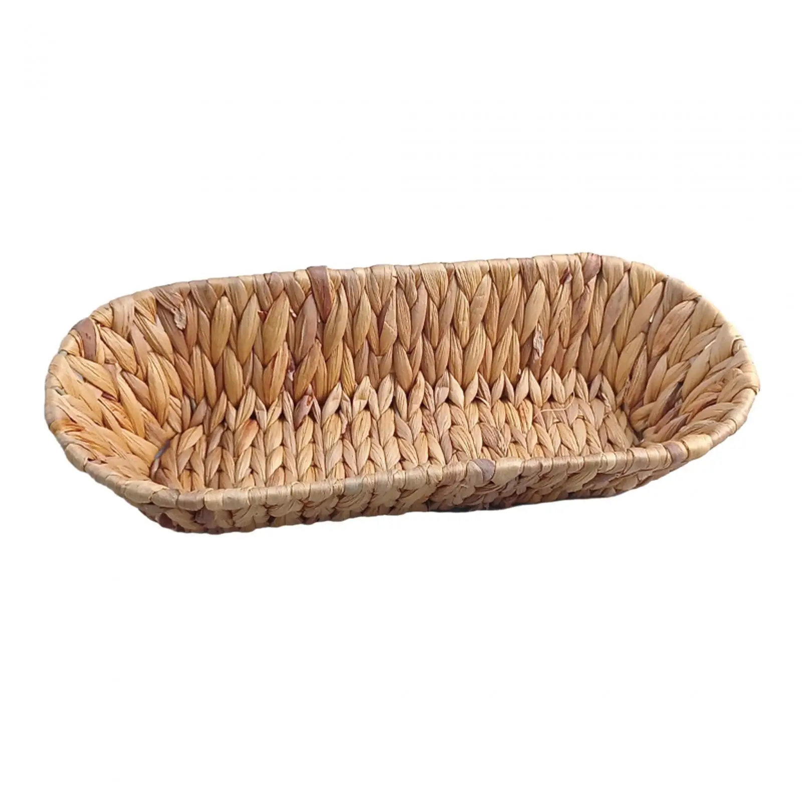 Handwoven Grass Rattan Bread Basket Serving Organizer Multipurpose Pastoral Style 32x13x7cm for Keys Wallet Phone Durable