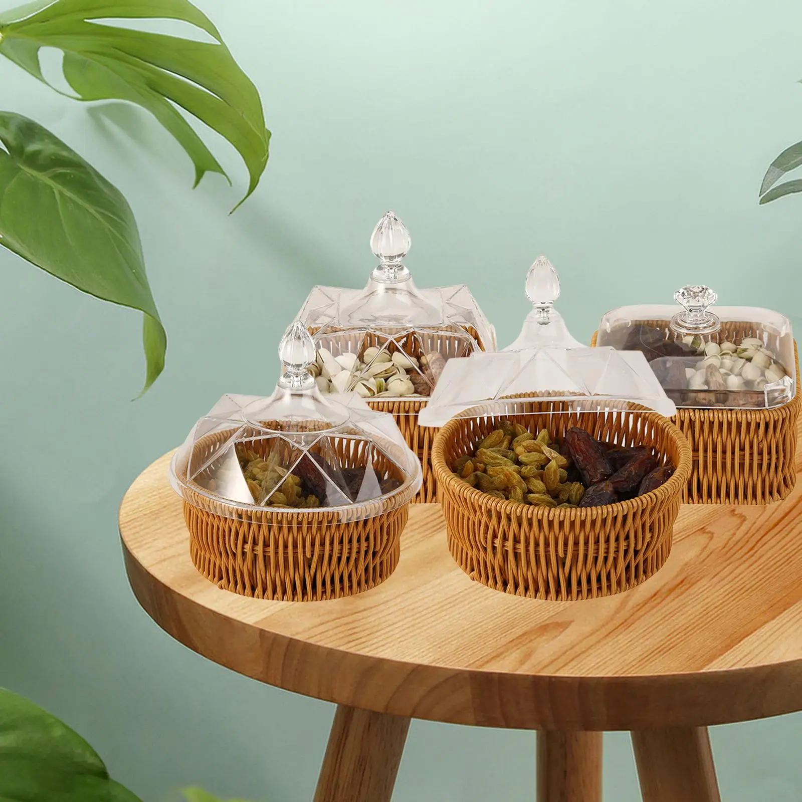 Wicker Basket Candy Storage Storage Bowls Table Organizer Multipurpose Fruit Bowl Dessert Holder for Restaurant Bathroom Decor