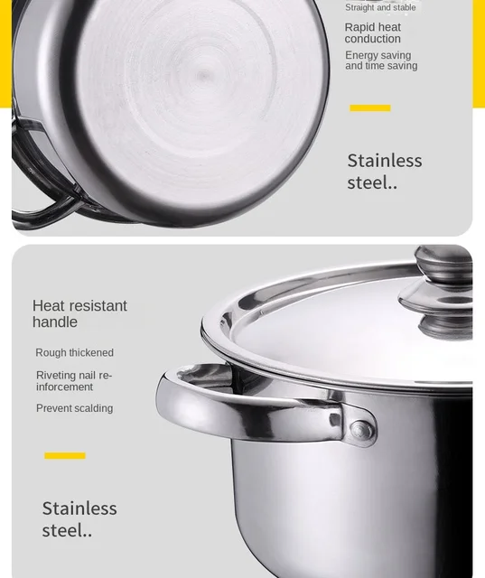 5pcs Food Grade Stainless Steel Pot Set High Grade Practical Soup Pot  Cooking Pots Set Creative