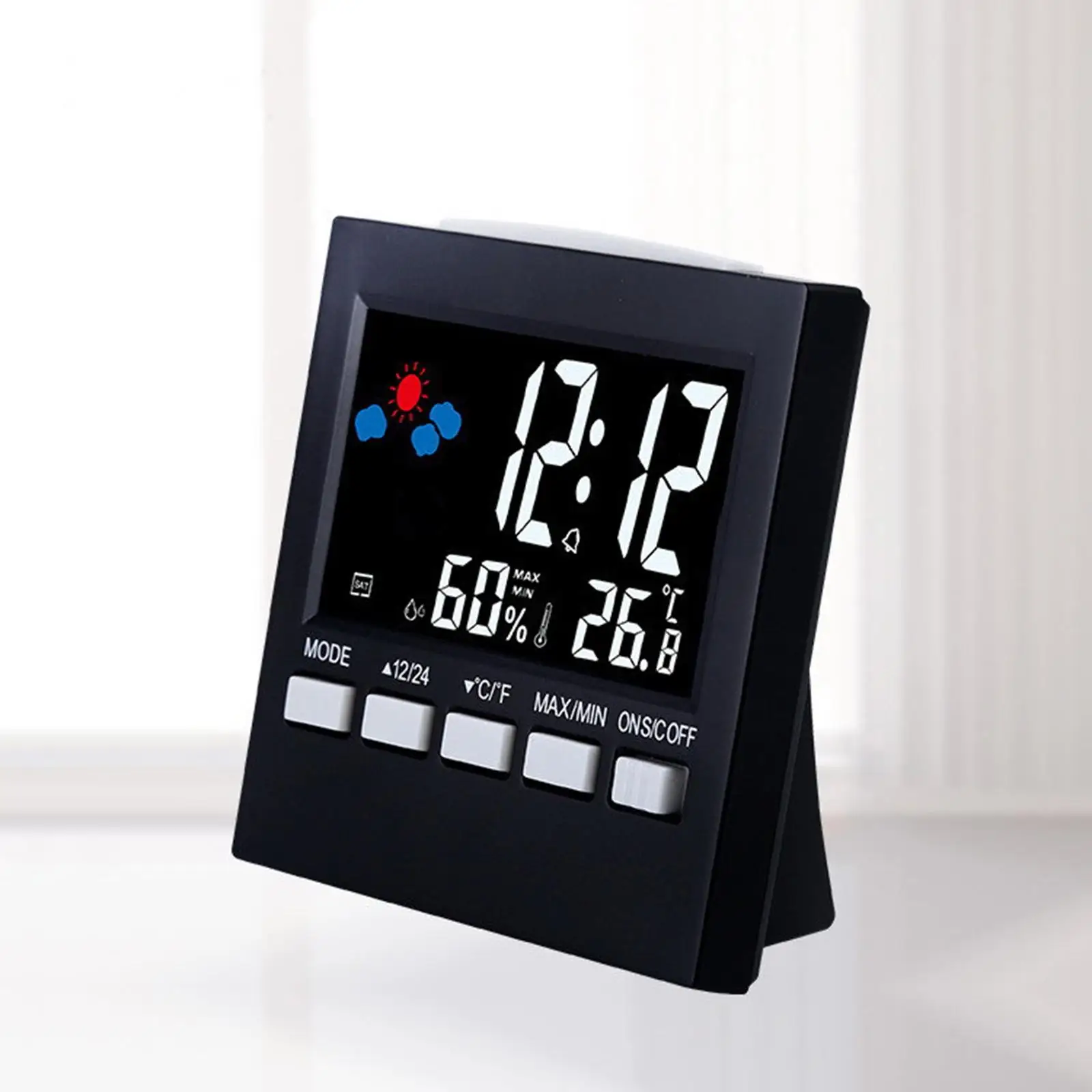 Digital Alarm Clock Desktop Clock Temperature Meter 12/24H for Office Home