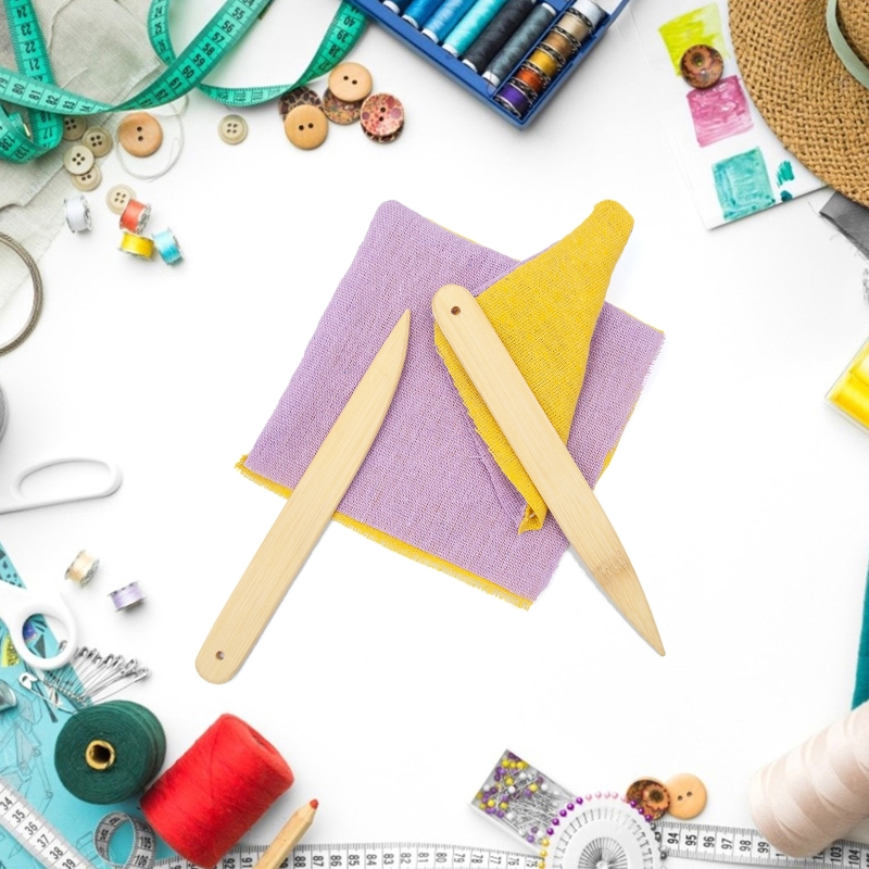 Description Picture 3 of item2Pcs/set Bamboo Wood Point Turner & Presser Seam Presser Tool Sewing Quilting DIY Accessory for Patchwork Crimping