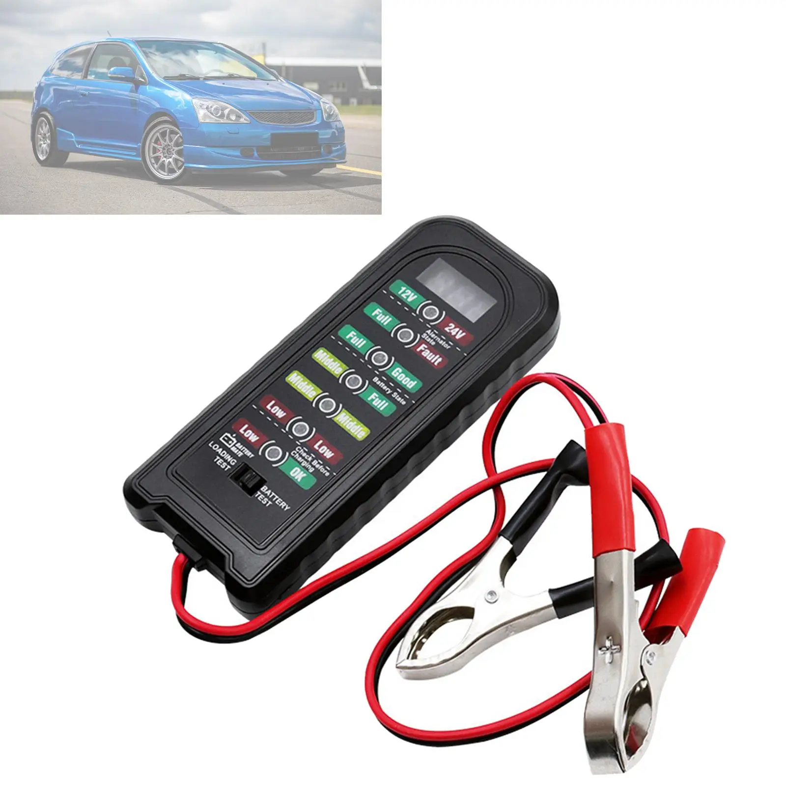 Car Battery Tester Auto Cranking and Charging System Test 12V 24V Automotive Load Tester Indicator Auto Tester Tool Premium