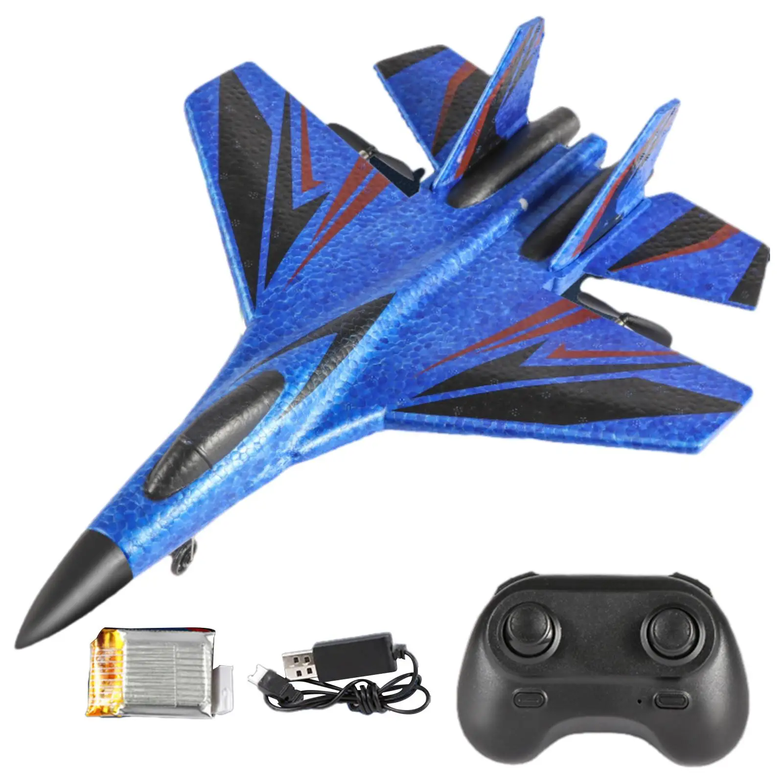 Foam RC Glider SU30 RC Airplane Easy to Control Durable Lightweight Fighter Jet Toy for Kids Beginner Children Boys Girls Adults