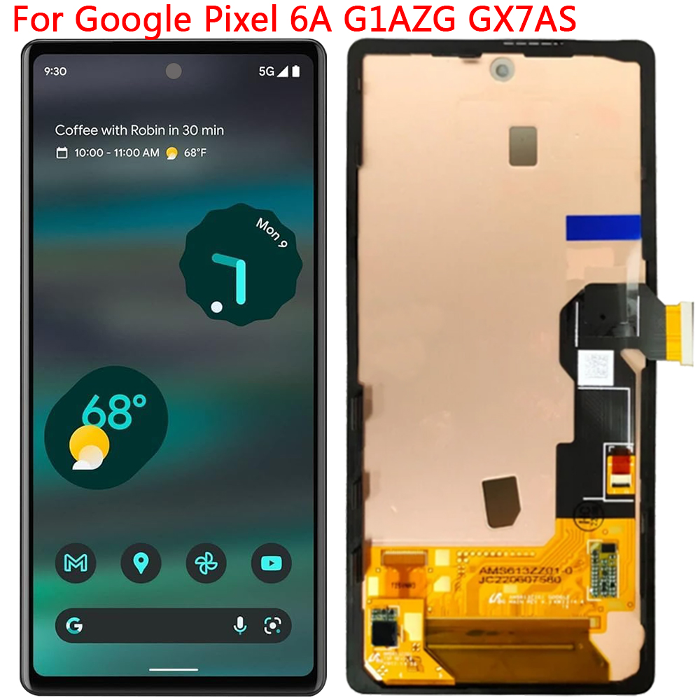 ЖК-дисплей для Google Pixel 6A, сменный экран с рамкой 6,1 дюйма, сенсорный  ЖК-экран для Google Pixel6A GX7AS GB62Z G1AZG