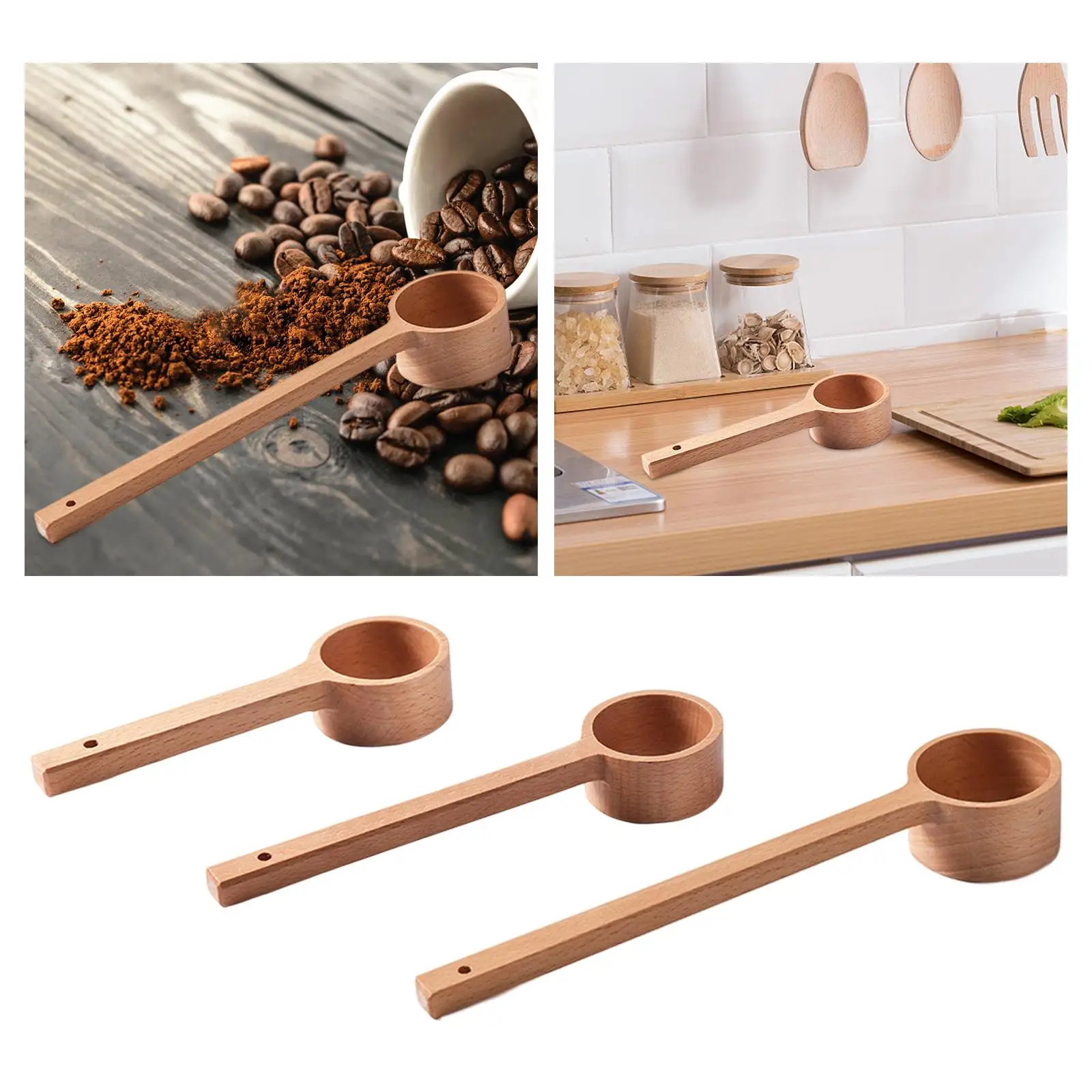 Wooden Measure Spoon Classic Tablespoon for Camping Coffee Bean Household