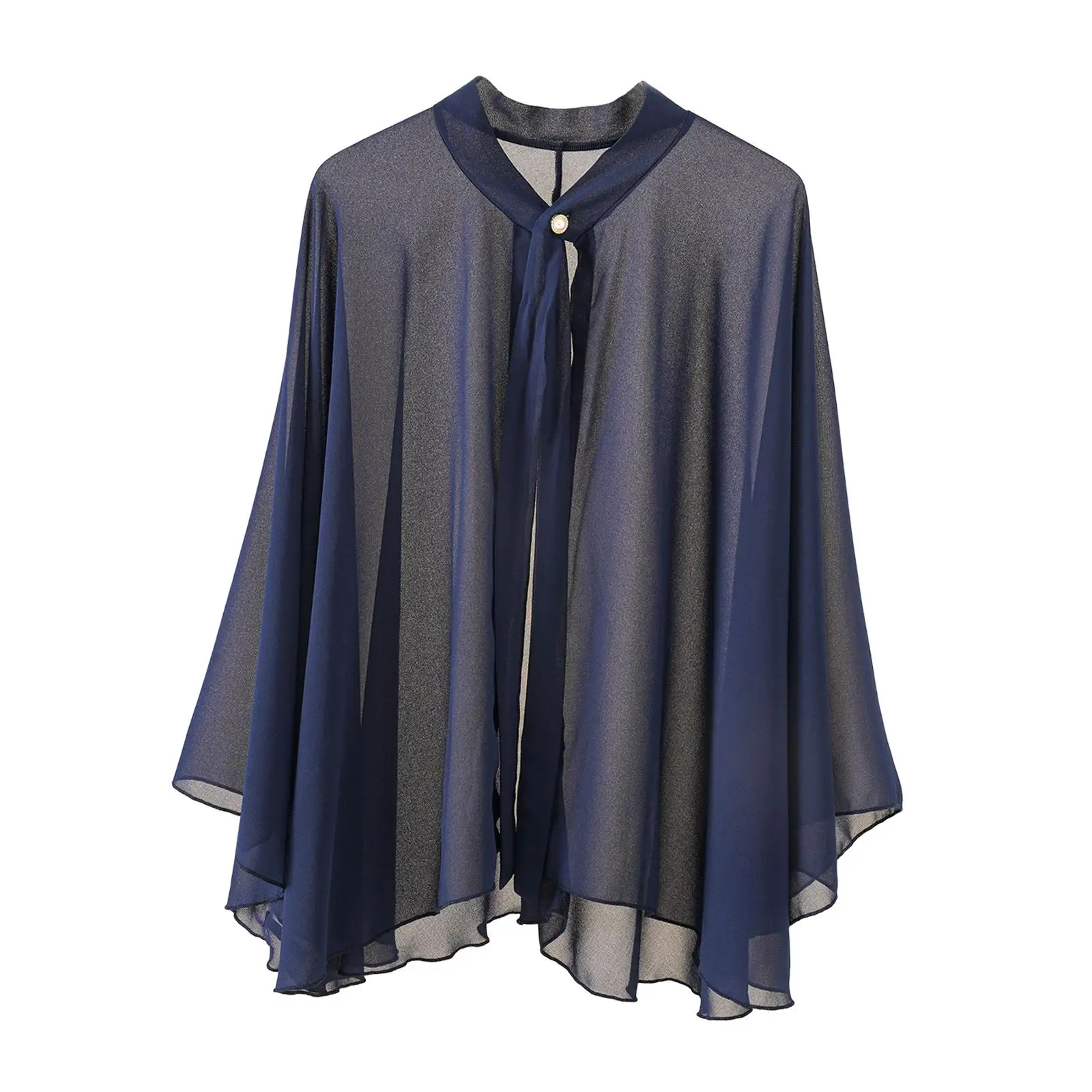 Women Chiffon Shawl Wrap Capelet Open Front Beach Summer Solid Color Cycling Chiffon Cape for Evening Party Wedding Dress