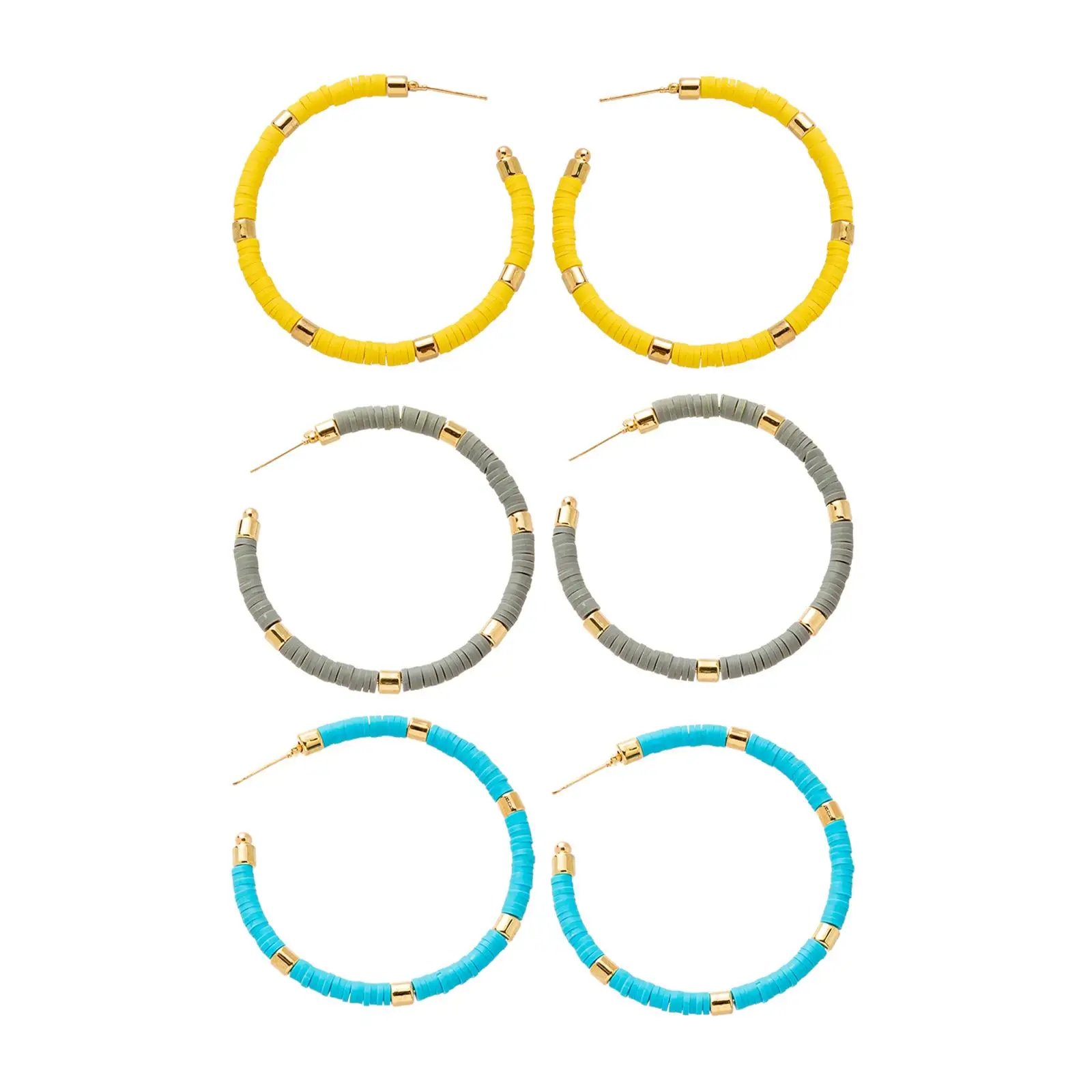 C Shaped Hoop Earrings Boho Trendy Soft Pottery Circle Lightweight Gift Statement Round Large Open Jewelry for Girls Women Teens