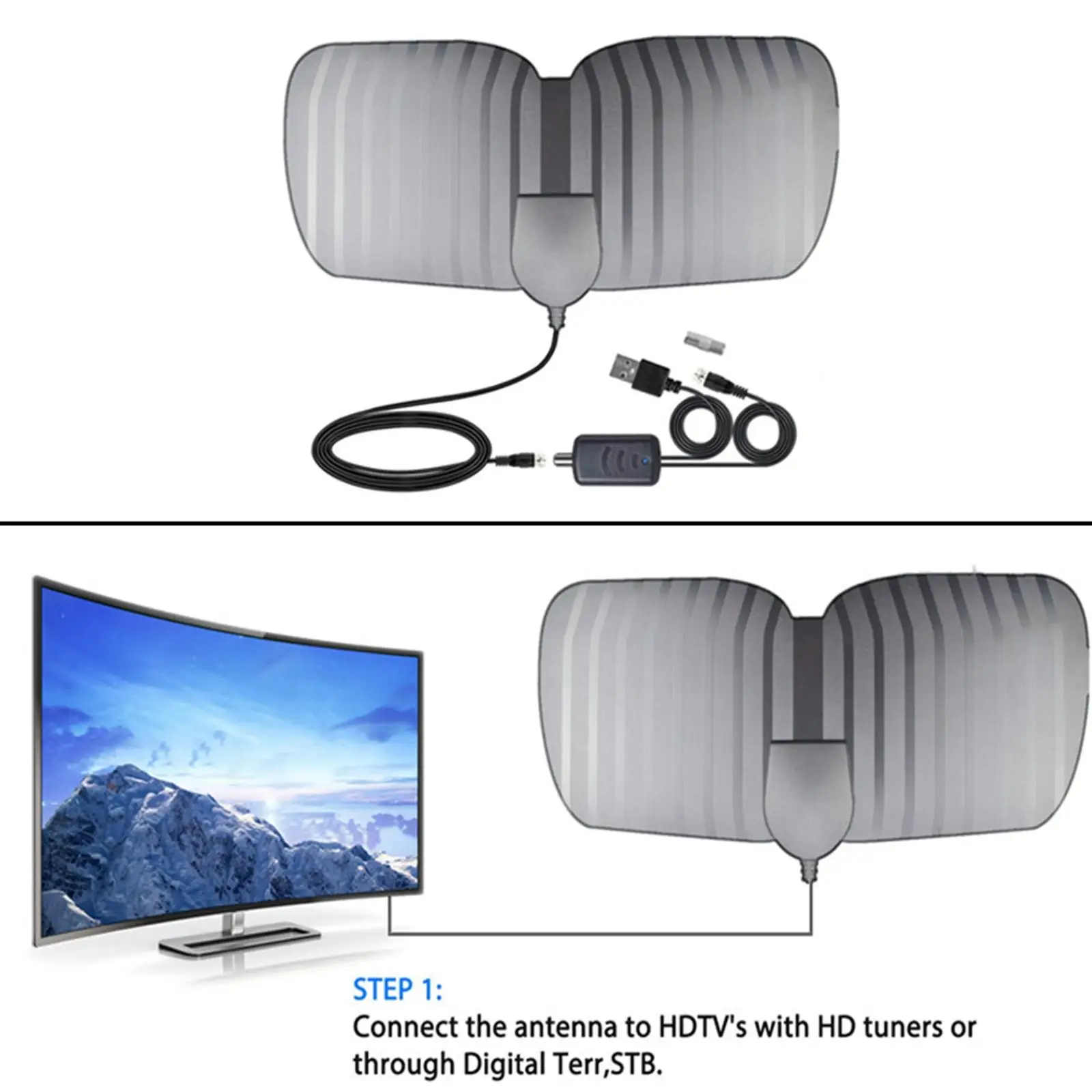 HDTV Antenna Amplifier Smart All Television Signal Booster 350 Miles Range for TV