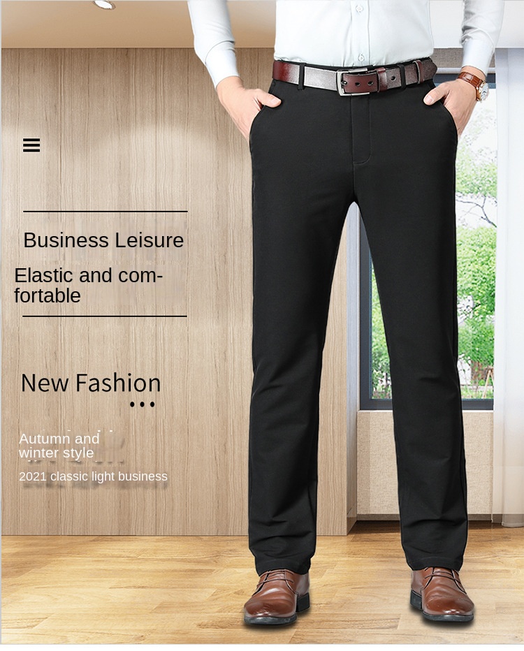 Description Picture 2 of item2023 Autumn and Winter Thick Middle-aged Men's Casual Pants Straight Tube Business Men's Suit Pants  Autumn Men's Pants