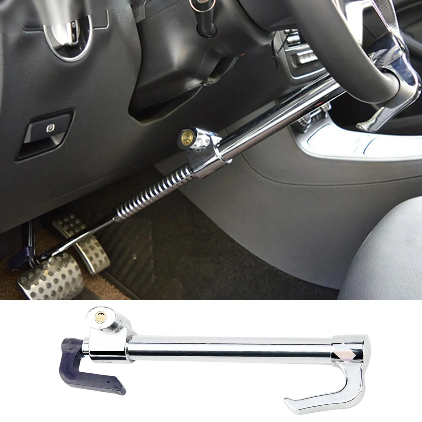 Universal Steering Wheel Lock, Extendable ,Heavy Duty, Retractable, Anti,