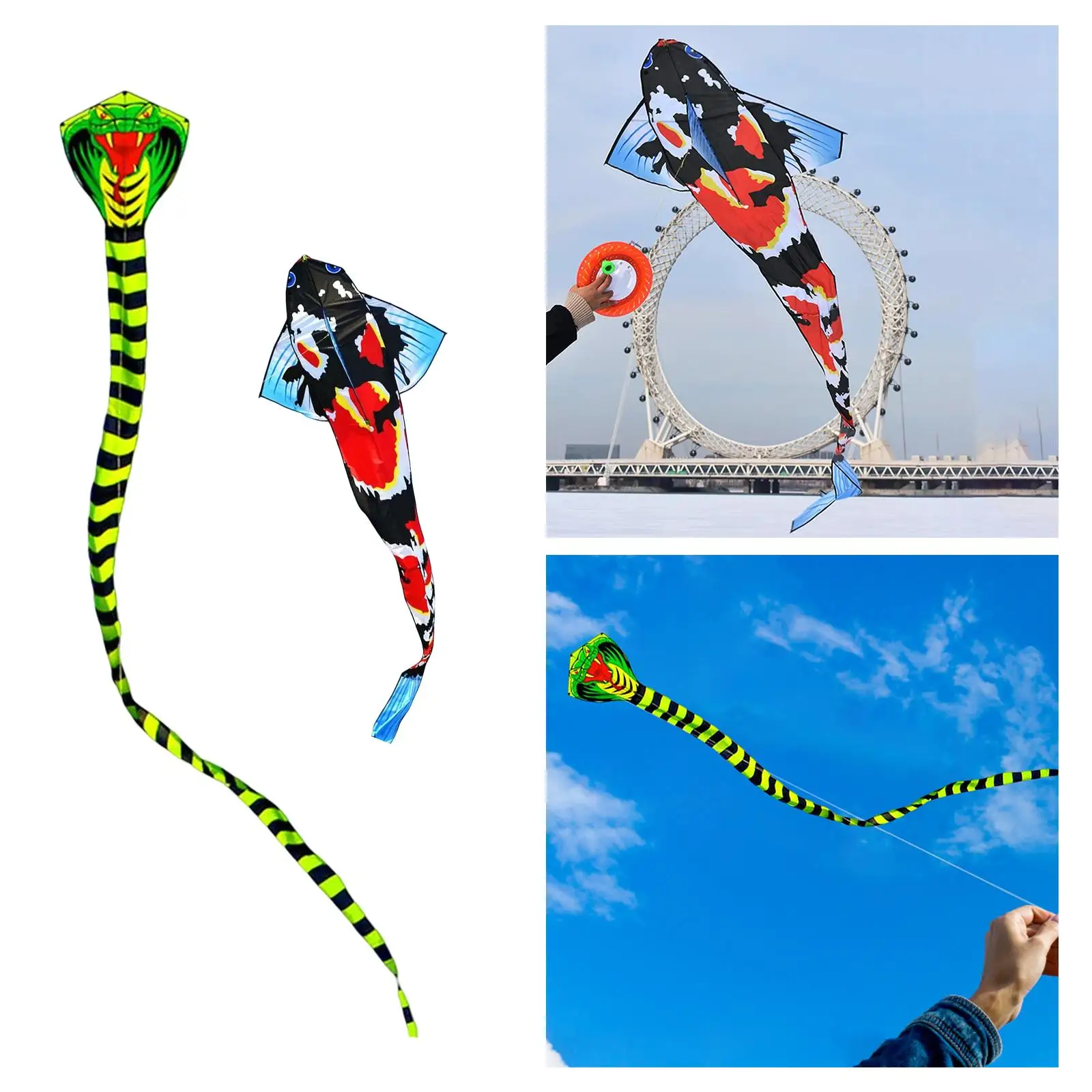 Huge Colorful Kite Easily 3d Single Line Kite Long Tail with 100M and Audlts Beach Activities Family
