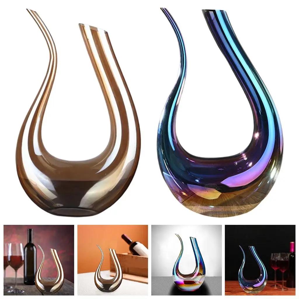 U Shape Wine Decanter Gifts Wine Set -Free Glass Red Wine Aerator Decanter for Kitchen Dining Room Bar Home 1500ml