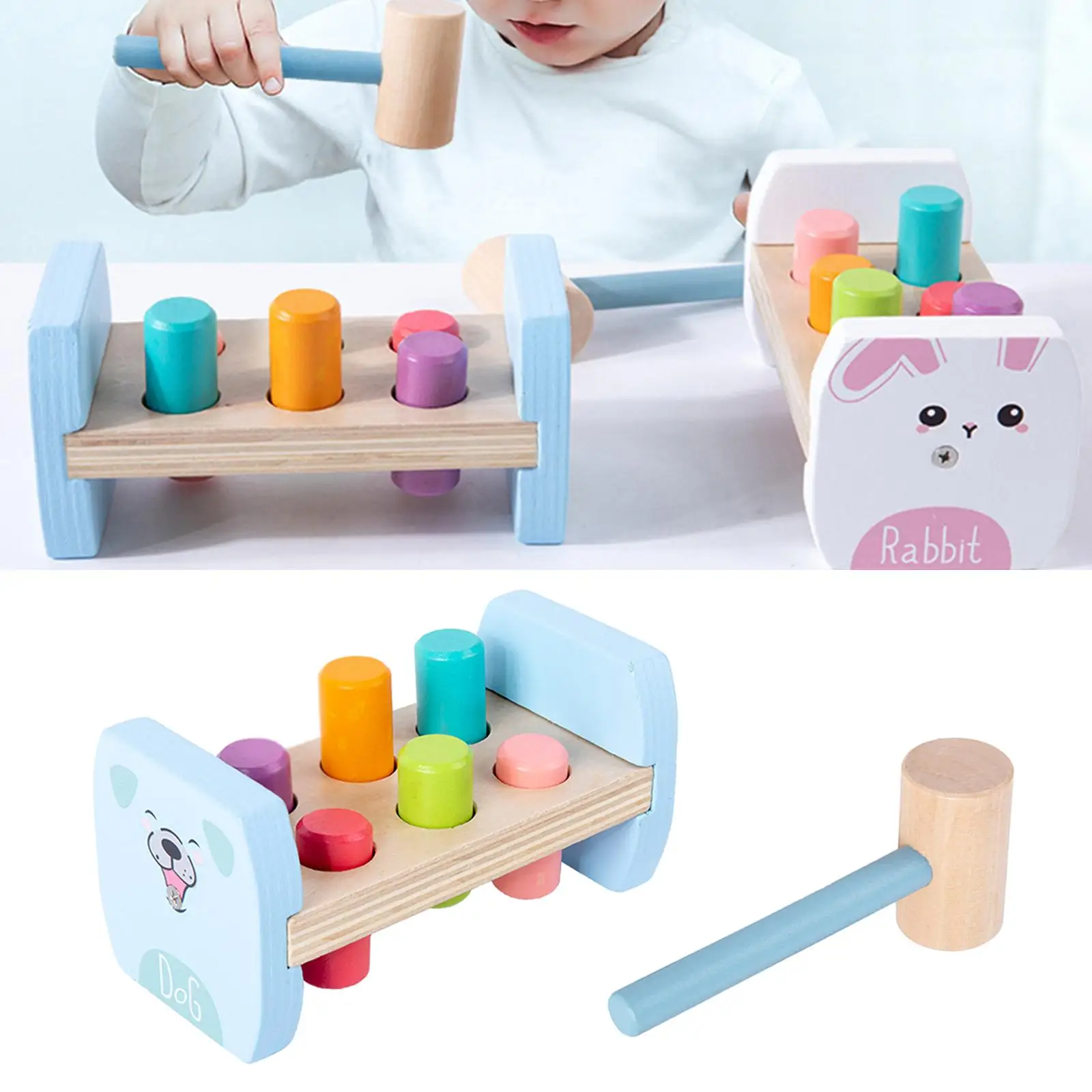 Wooden Pounding Educational Activity Toys for Ages 3+ Kids