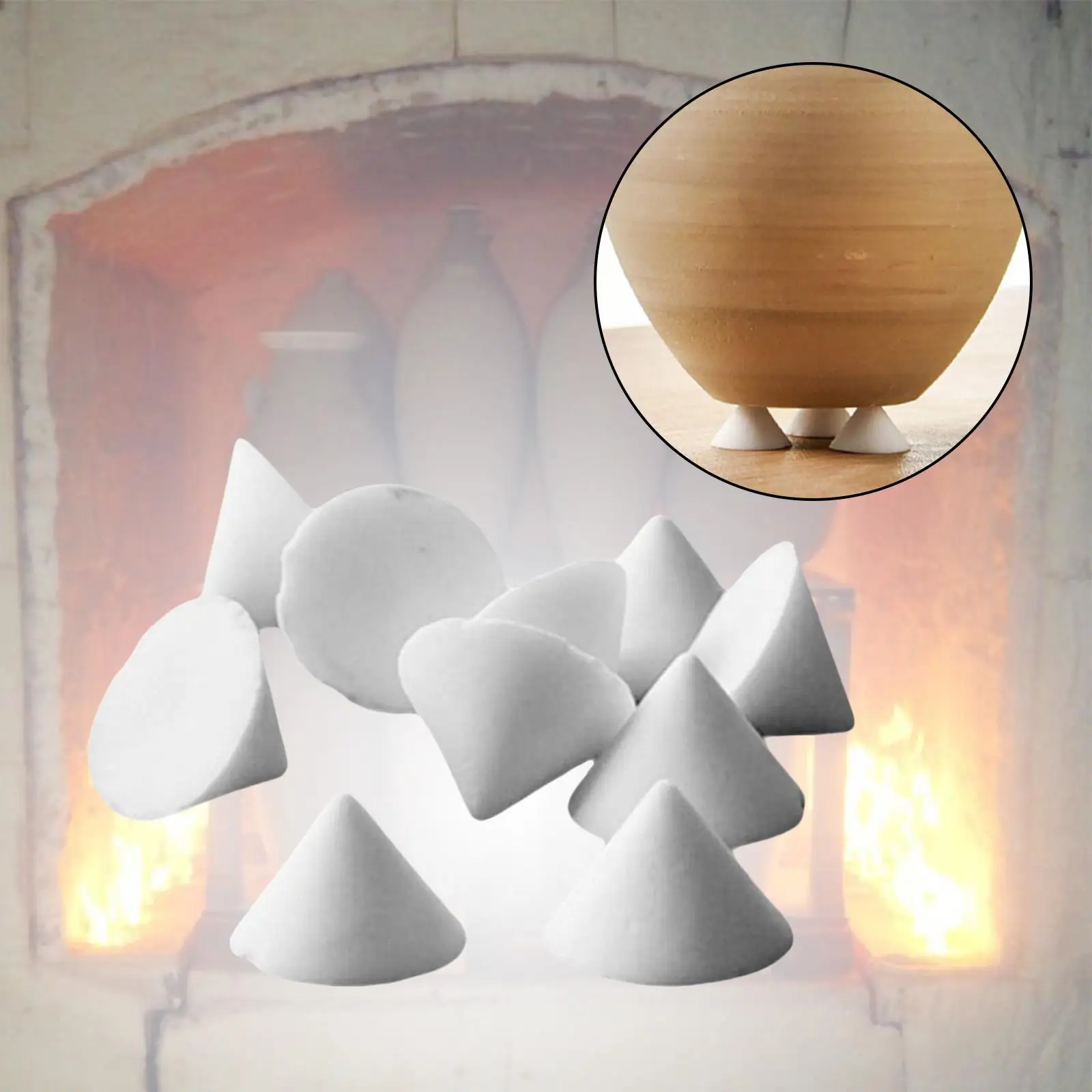 10Pcs Removable Support Nail Set Ceramic Cone  Refractory  Pottery Tool for Glaze Ceramic , such as Transparent Glaze, etc