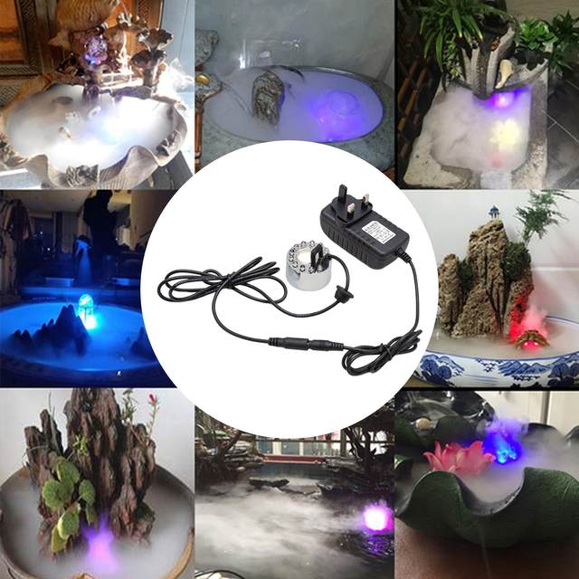 IINCOOY 24V Ultrasonic Humidifier 12 LED Mist Maker Fogger Nebulizer Water Mist Fountain Ultrasonic Mist Generator Vaporizer For Lawn And Pond (Color : Heavy Mist