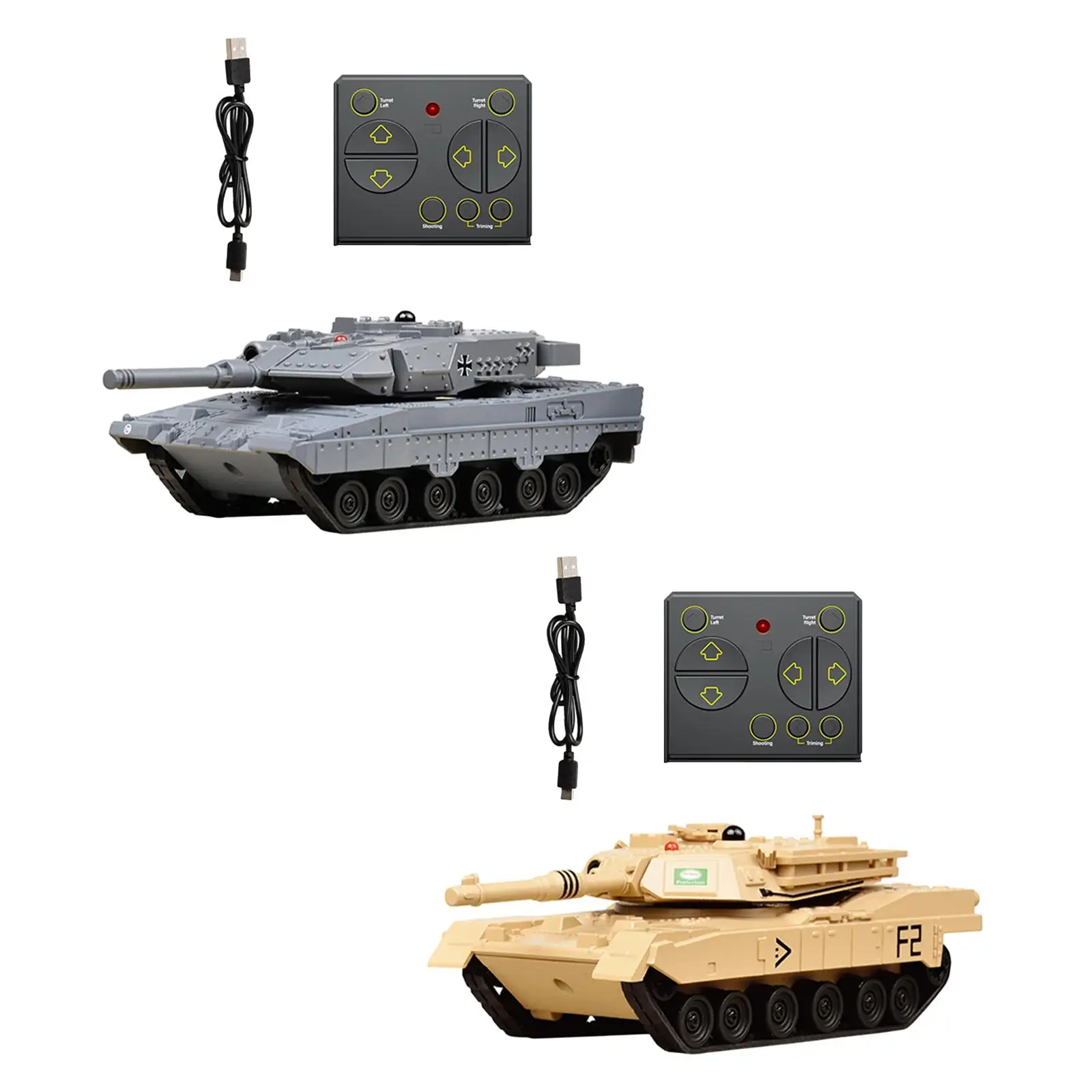 RC Tank with Rotating Turret Tank Model for Boys Girls Children New Year