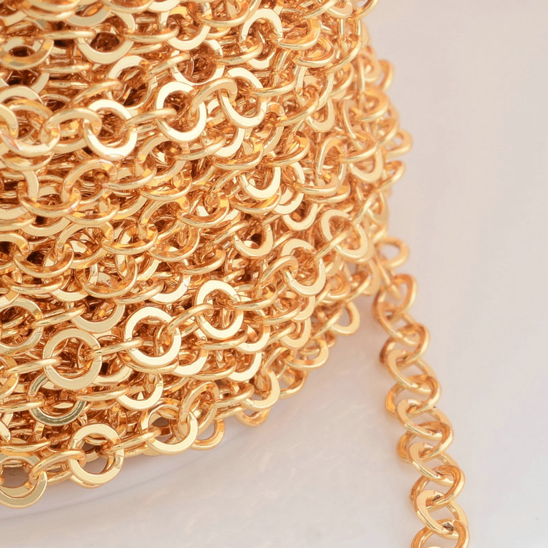 5*5MM 4MM 18K Goldfarben plattierte Messing-Rundkette für die Schmuckherstellung, DIY-Halsketten, Armbänder, Schmuckherstellungszubehör – Detail 7