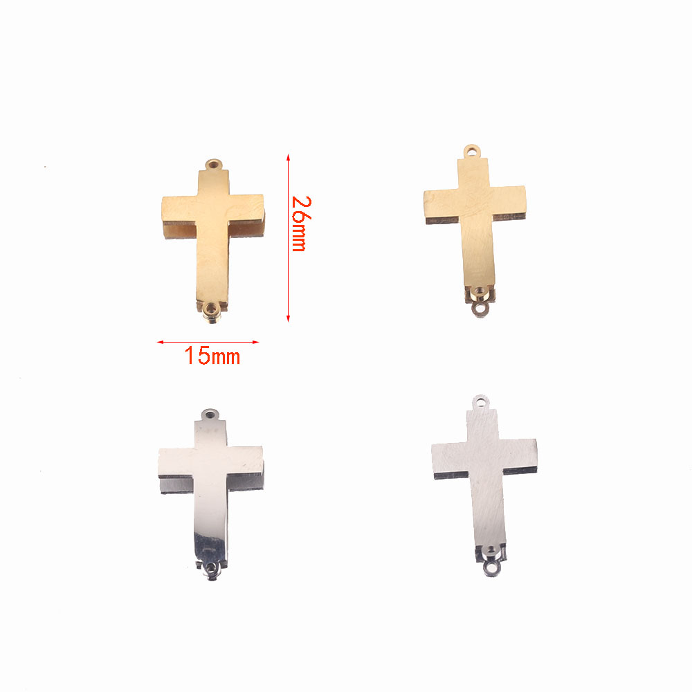 5 stücke Gold-Platte Edelstahl Biegen Kreuz Charme Stecker Doppel Loch Schmuck Machen Liefert Schmuck Erkenntnisse Anhänger – Detail 4
