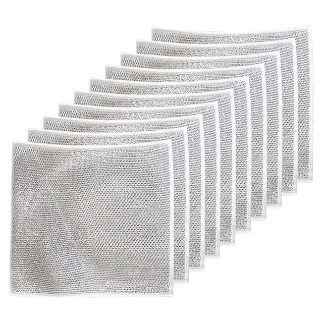 Double Stainless Steel Scrubber, Multipurpose Wire Dishwashing Rags for Wet  and Dry, 2024 New Multifunctional Non-Scratch Wire Dishcloth, Japanese