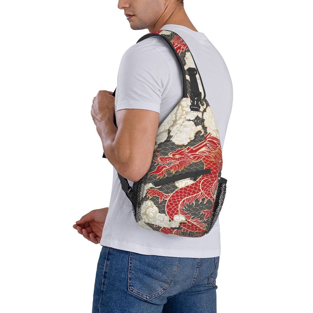 Crossbody Mochila Homens Tradição Estilo Asiático Ombro